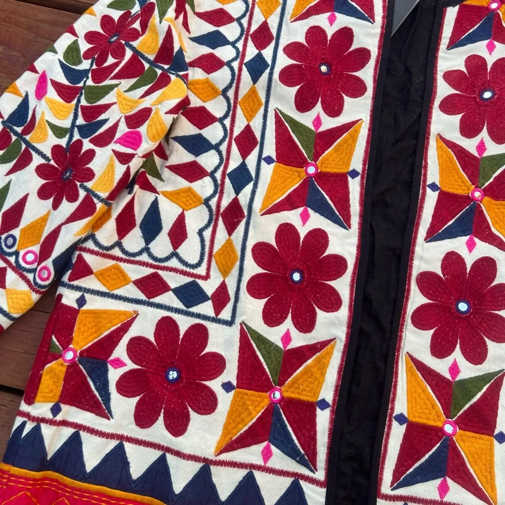 Colorful Geometric Patterned Women's Jacket - Picture 8 of 11